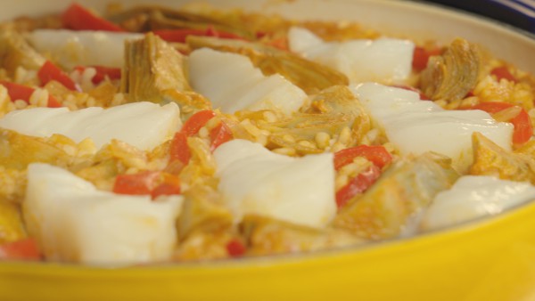 Sexto paso arroz con bacalao y alcachofa
